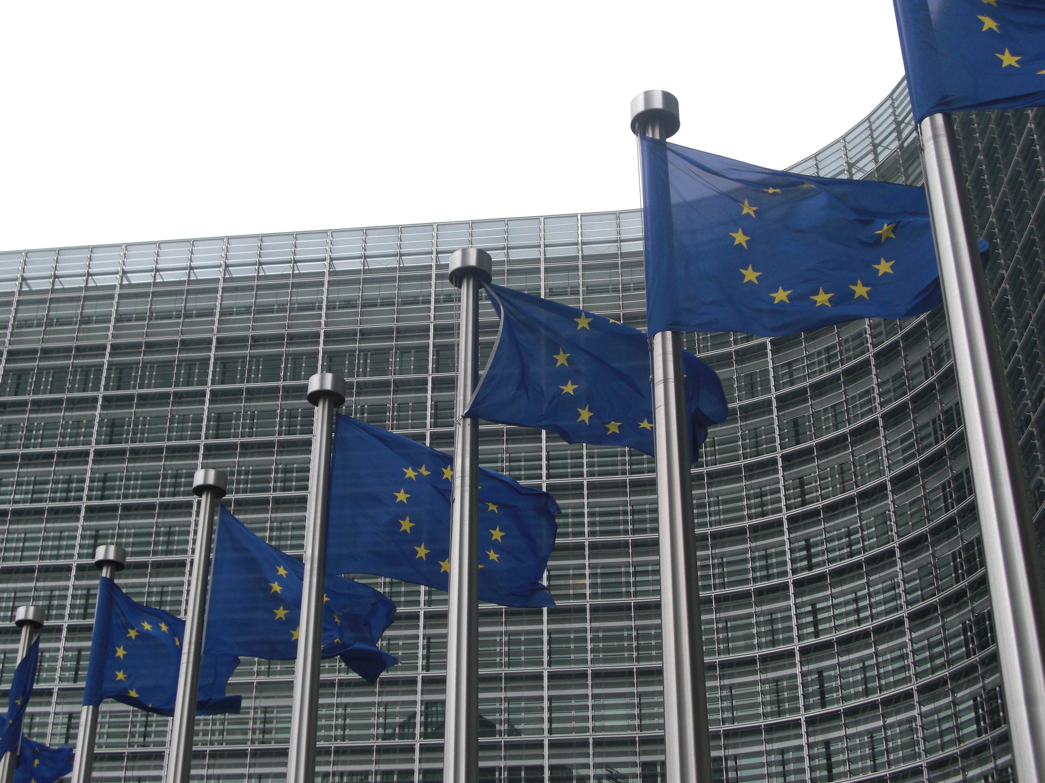 European Union flags outside the Commission building in Brussels